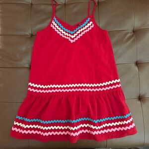 Vici Red Dress with Blue and Pink Trim